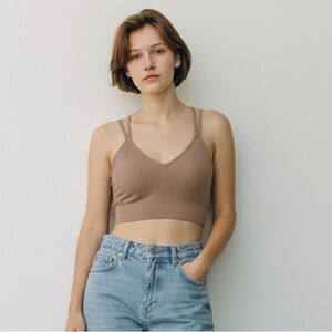 #298 Aerie Ribbed Knit Bralette - Brown